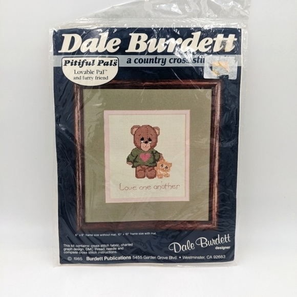NWT Counted Cross Stitch Dale Burdett Bear Cat Pitiful Pals - Picture 1 of 2